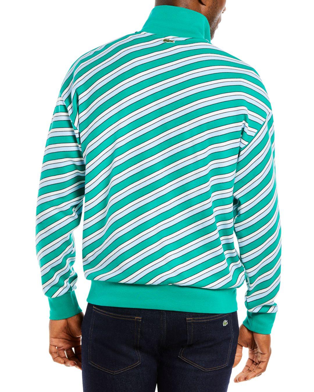 Lacoste Striped Quarter Zip Sweatshirt in Green for Men | Lyst Canada