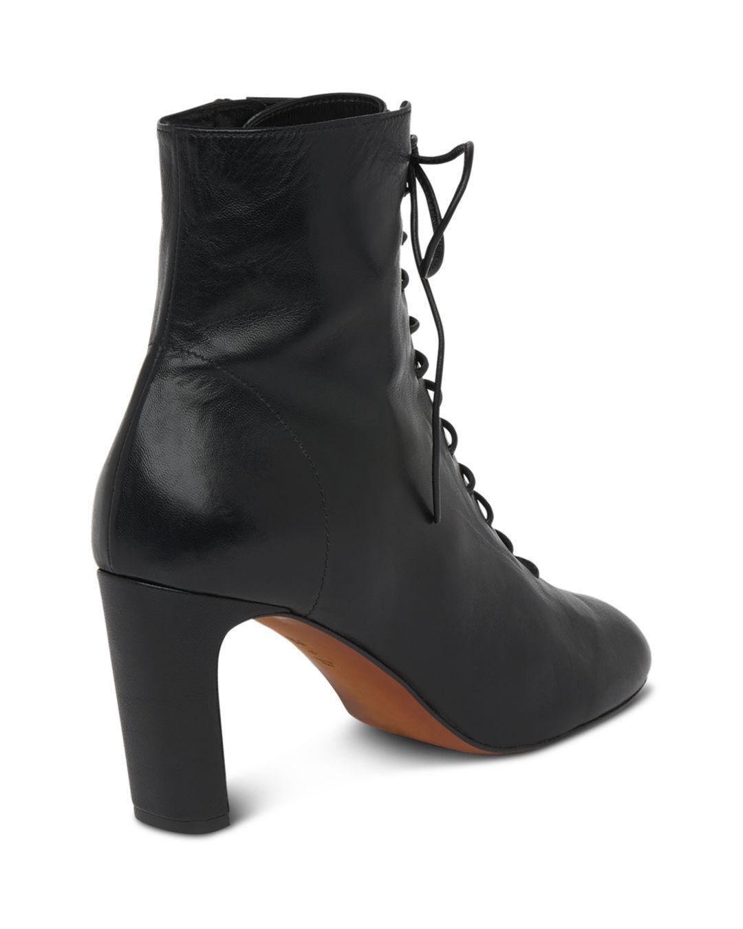 lace up stacked heel booties