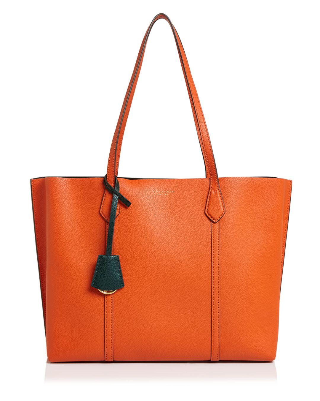 Tory Burch Perry Leather Tote Bag in Orange | Lyst