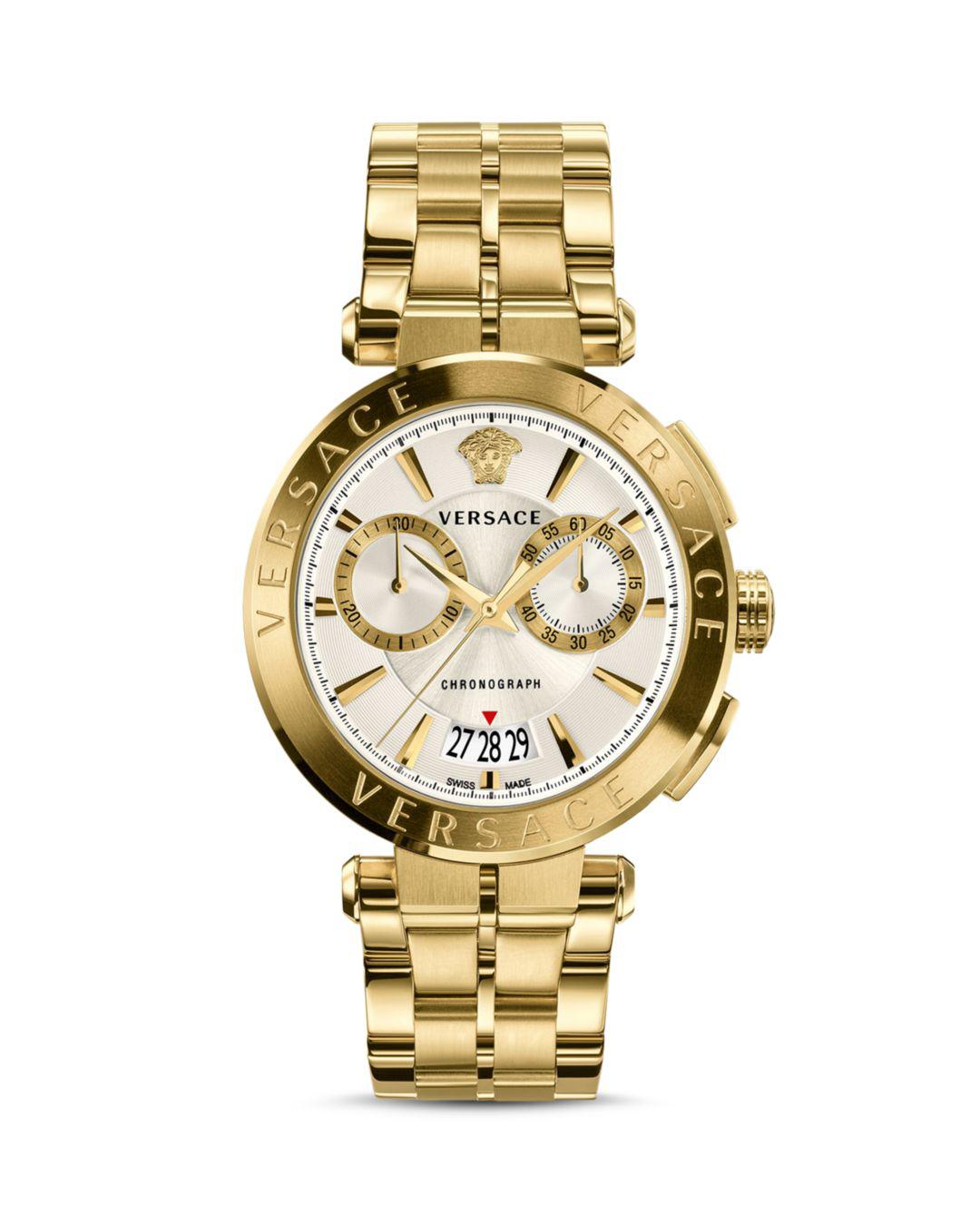 Versace Aion Chronograph Bracelet Watch in Ivory/Gold (Metallic) - Lyst