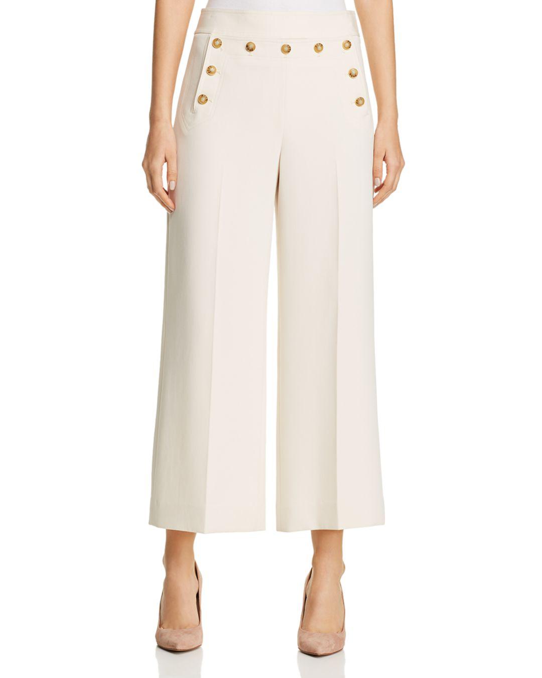 Tory Burch Cropped Sailor High-rise Pants in White (Natural) - Lyst