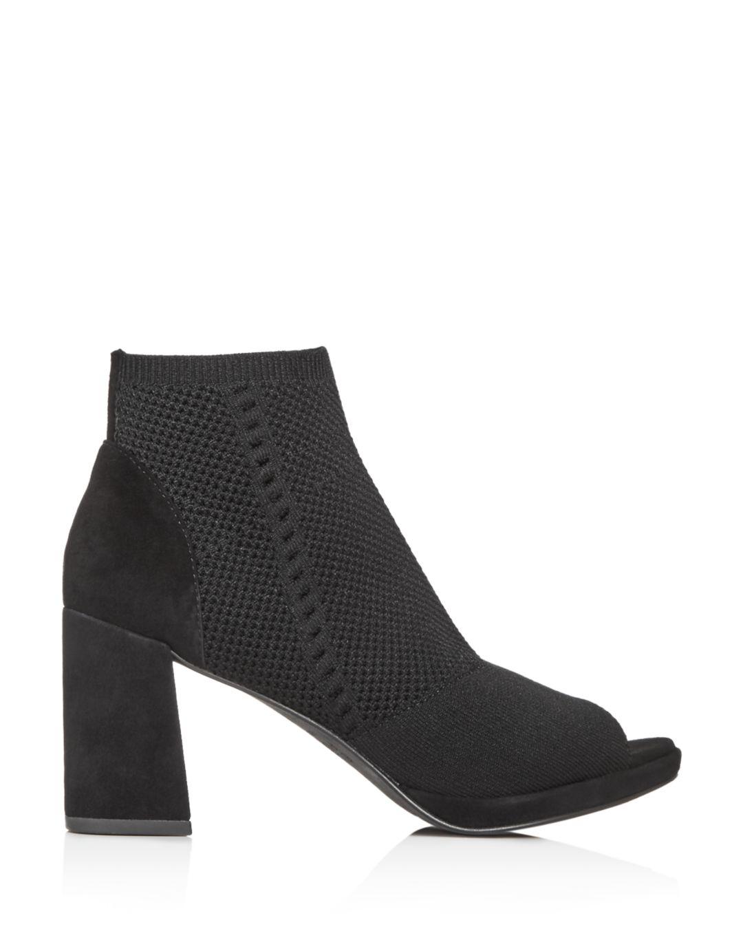 black stretch booties low heel