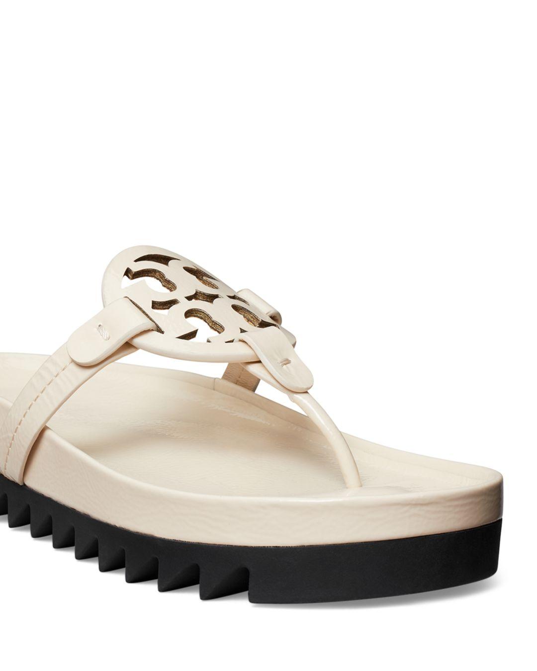 Tory Burch Miller Cloud Lug Thong Sandals in White | Lyst