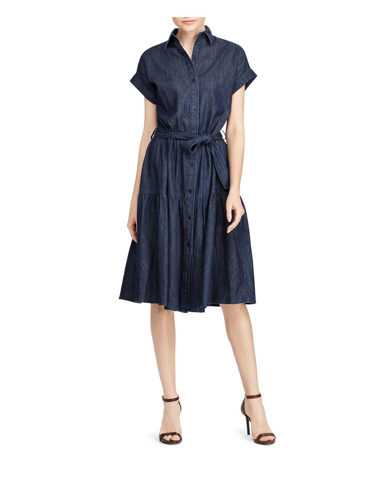Ralph Lauren Lauren Denim Midi Dress in Sapphire Wash (Blue) Lyst