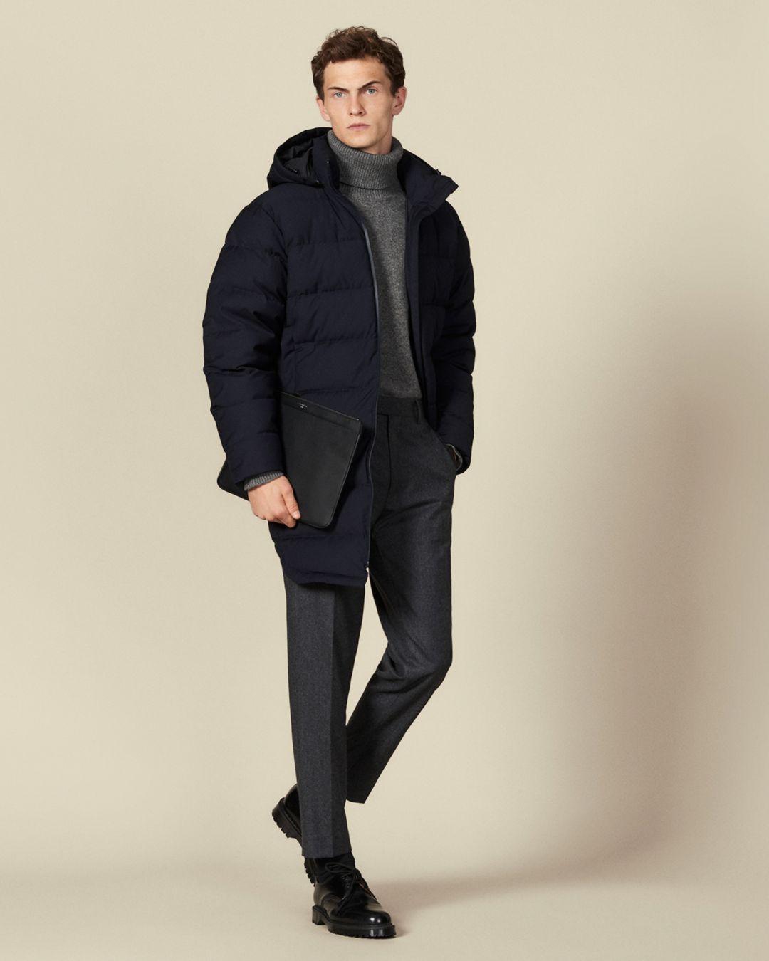 Sandro Synthetic Long Down Puffer Jacket in Navy Blue (Blue) for Men - Lyst