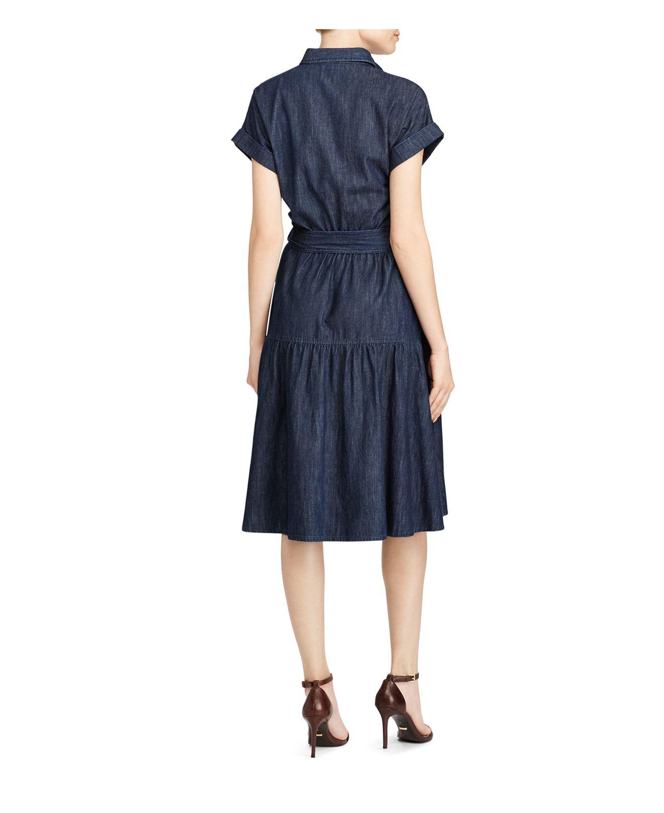 Ralph Lauren Lauren Denim Midi Dress in Sapphire Wash (Blue) - Lyst