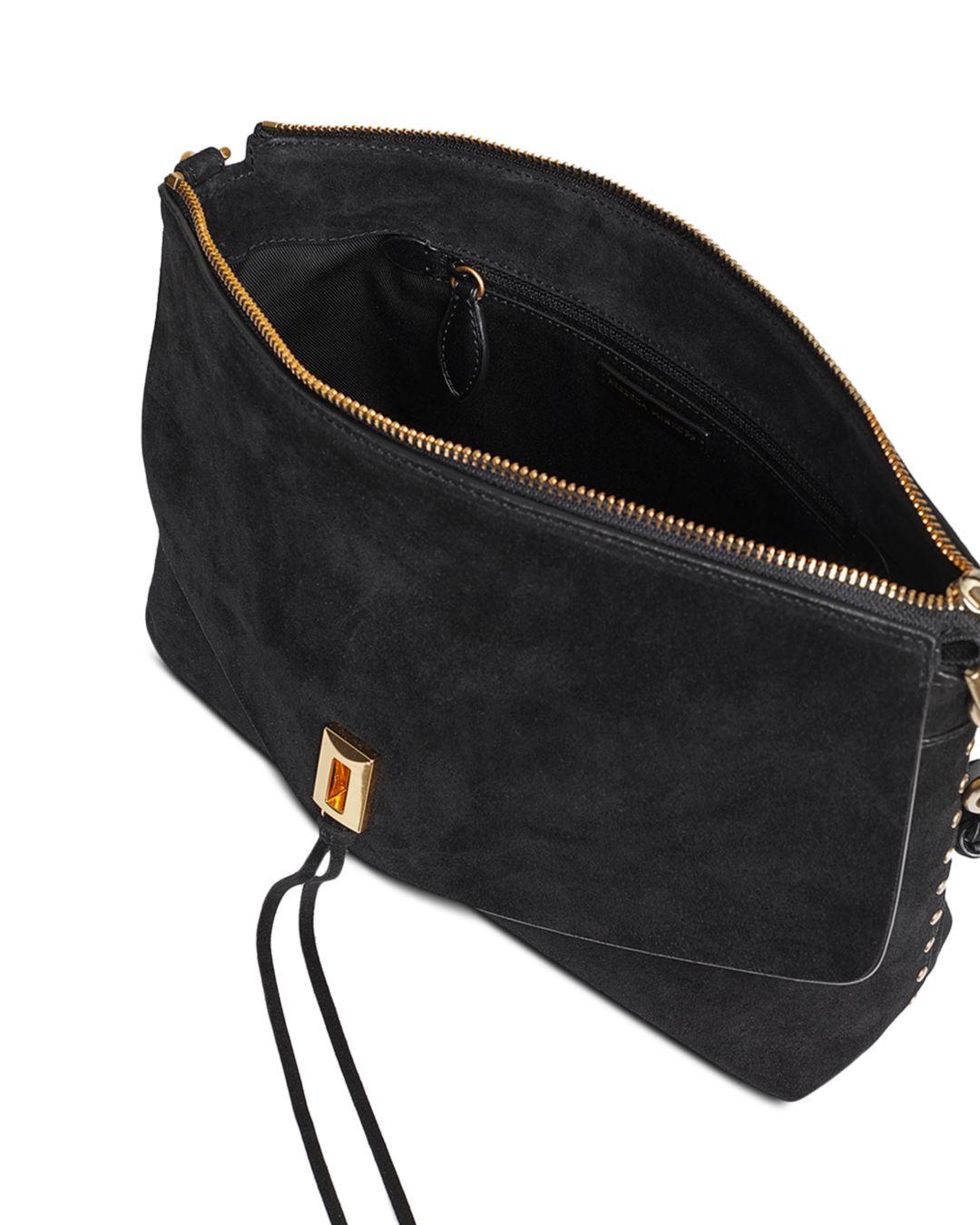 Rebecca Minkoff Darren Medium Leather Shoulder Bag in Black Suede