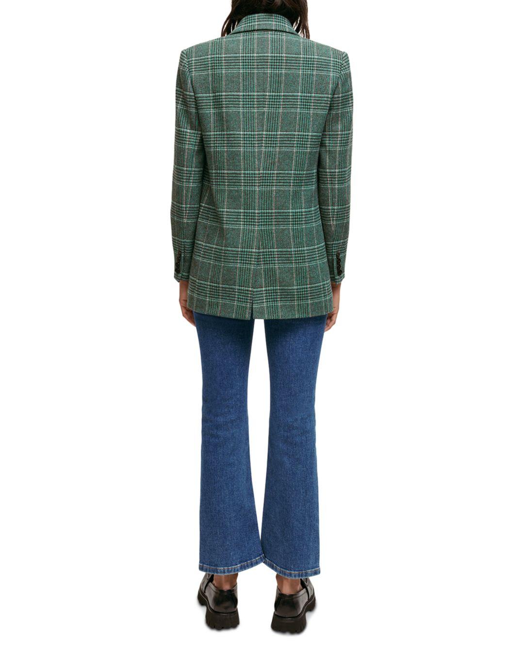 Maje Vislanda Plaid Double Breasted Blazer in Green | Lyst