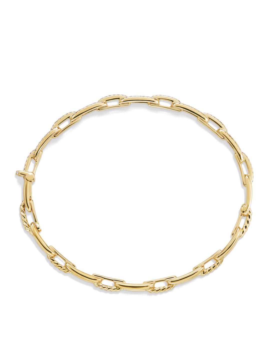 David Yurman 'stax' Diamond 18k Yellow Gold Chain Link Bracelet in