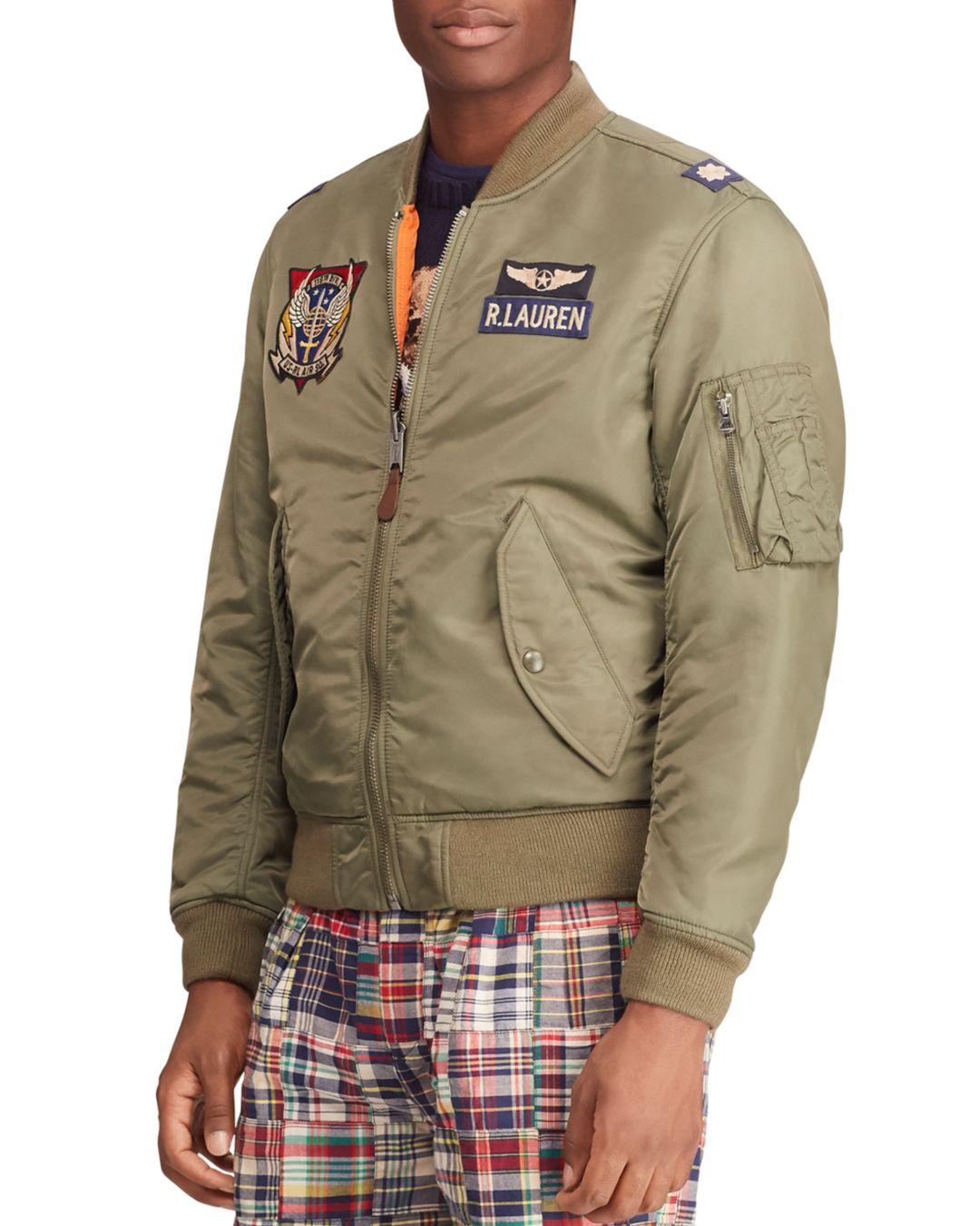 Polo Ralph Lauren Leather Reversible Twill Bomber Jacket for Men 