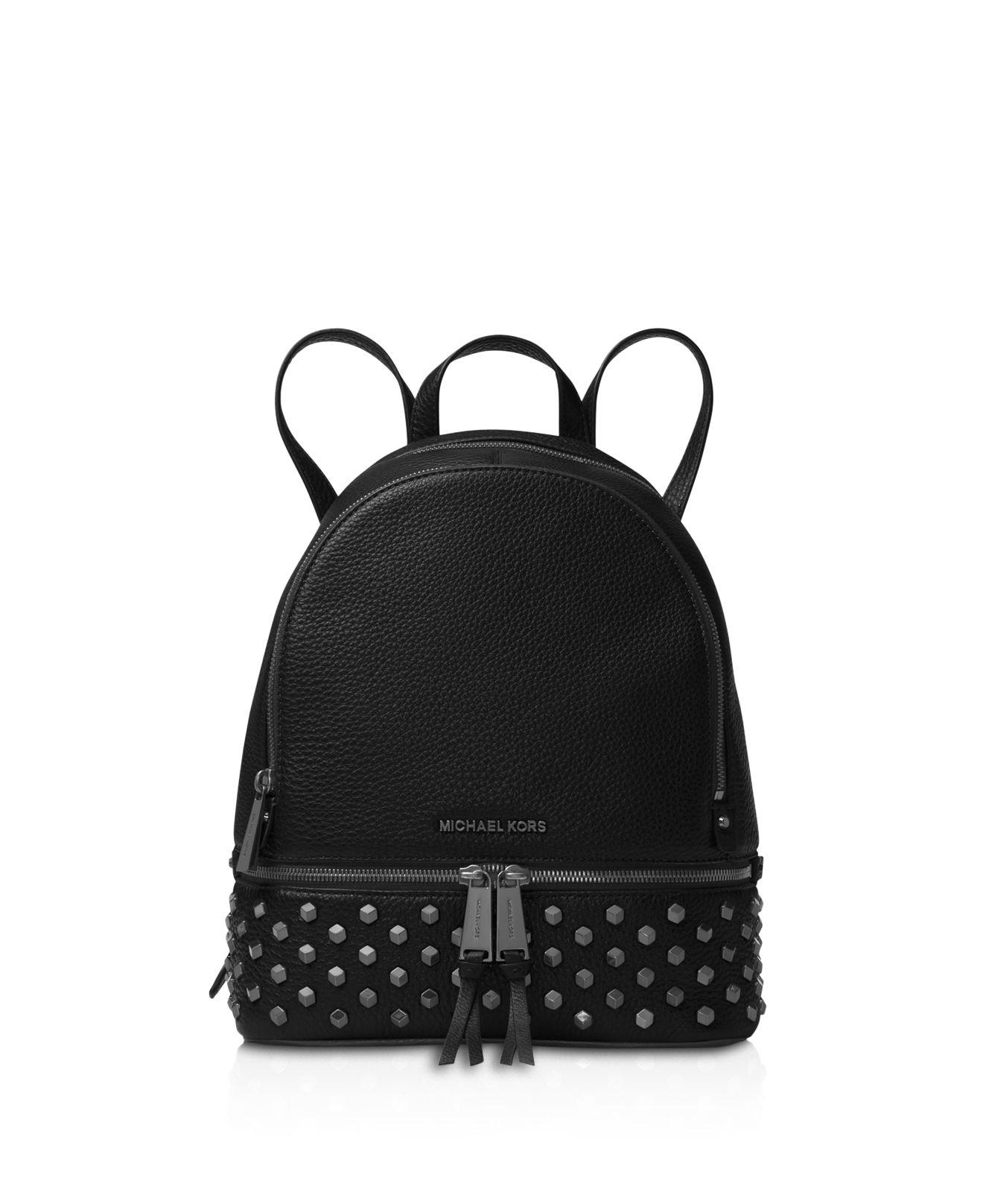 Michael michael kors Rhea Faceted Stud Medium Leather Backpack in Black
