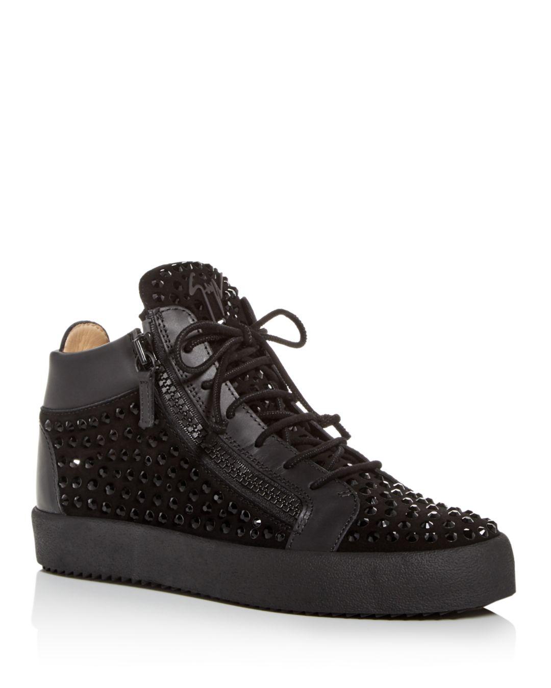 Giuseppe Zanotti Men's Stud Suede Mid Top Sneakers in for | Lyst
