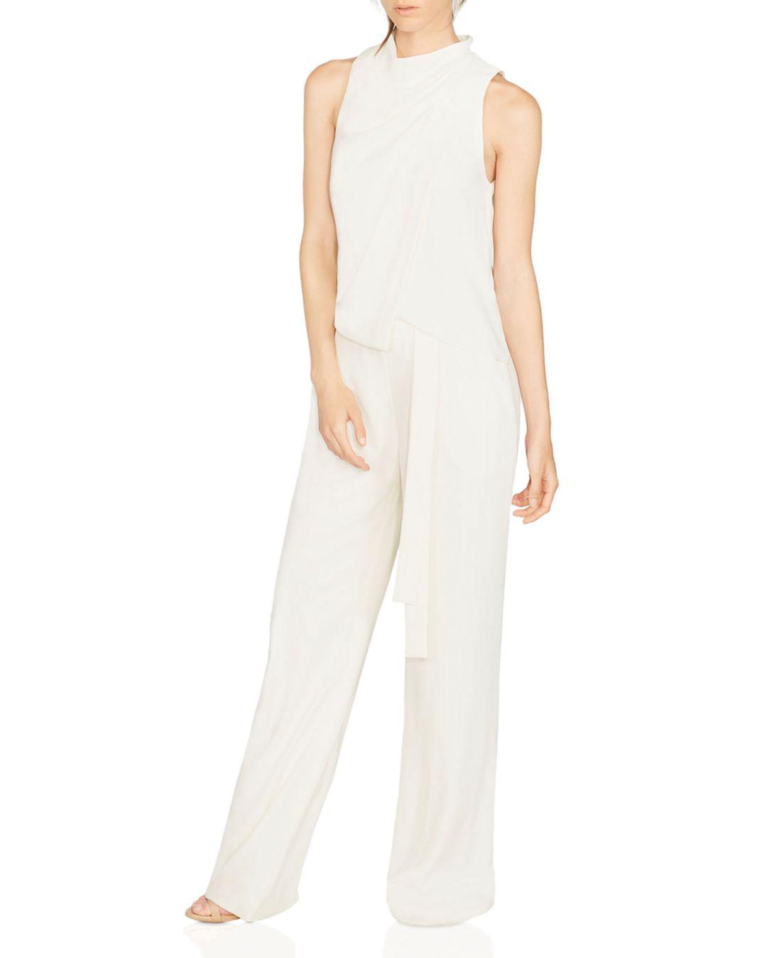 Halston Sleeveless Draped Jumpsuit in Chalk (White) - Lyst