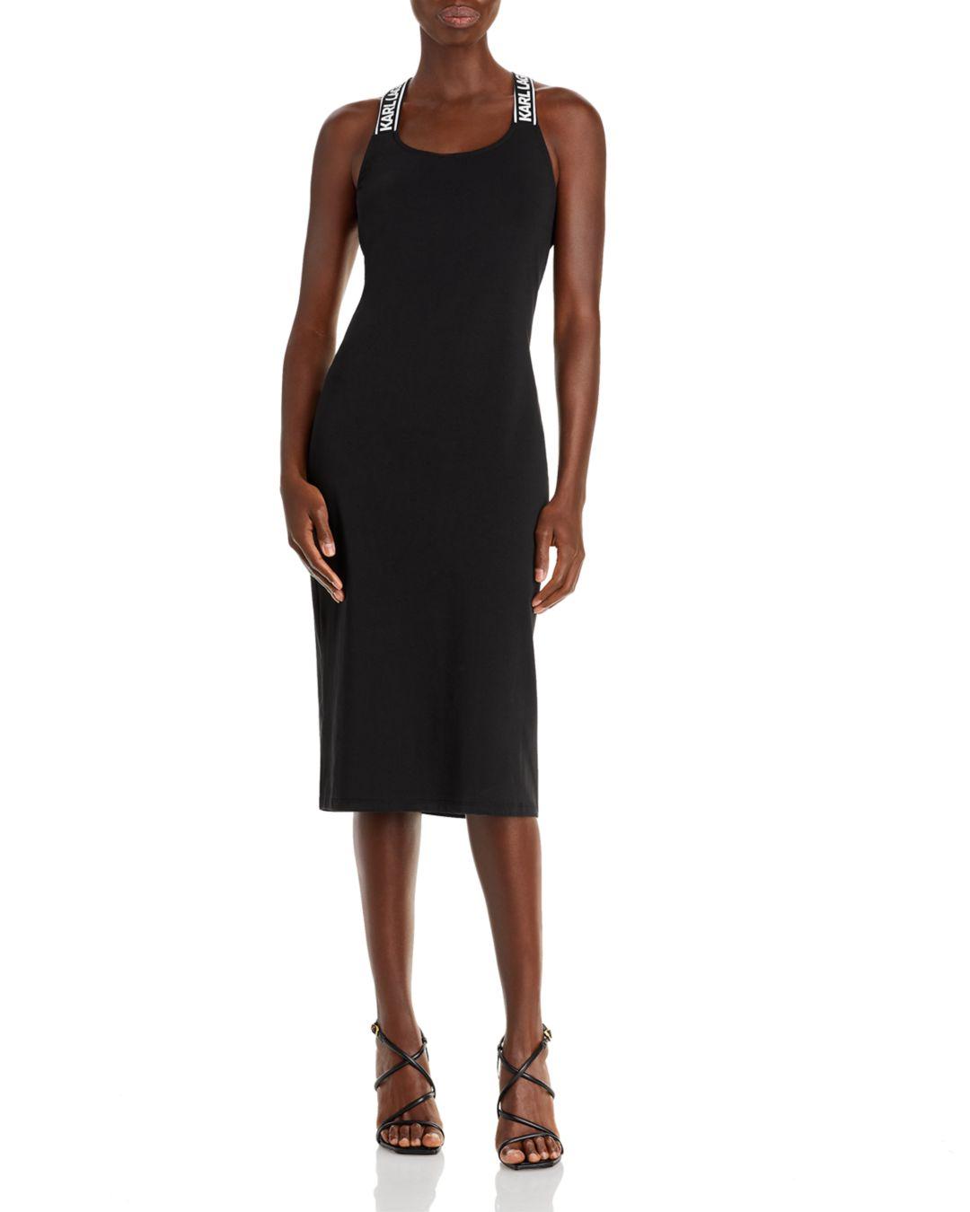 Karl Lagerfeld Cotton Knit Tank Dress in Black Lyst