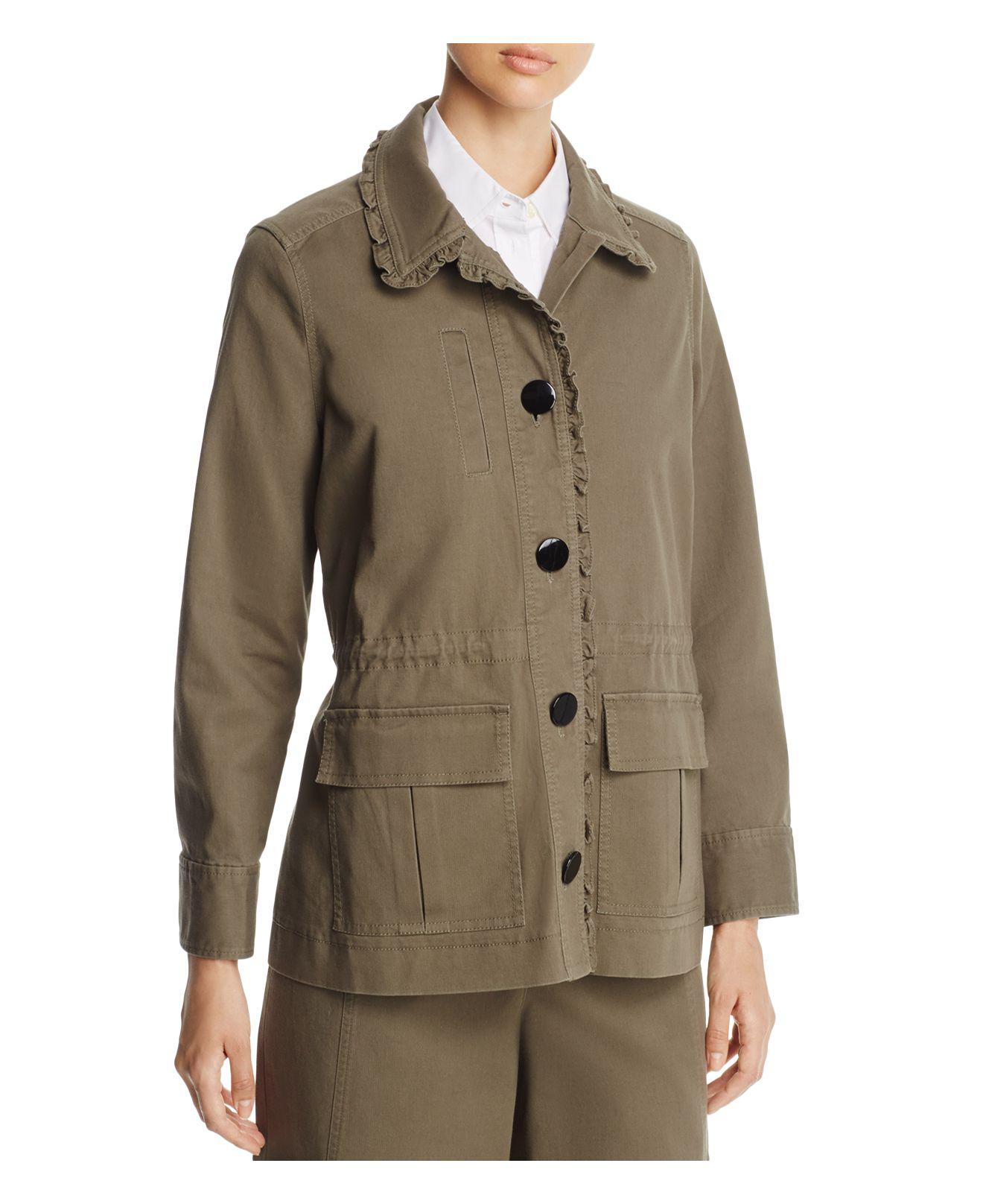 Kate Spade Ruffle Military Jacket in Green Lyst