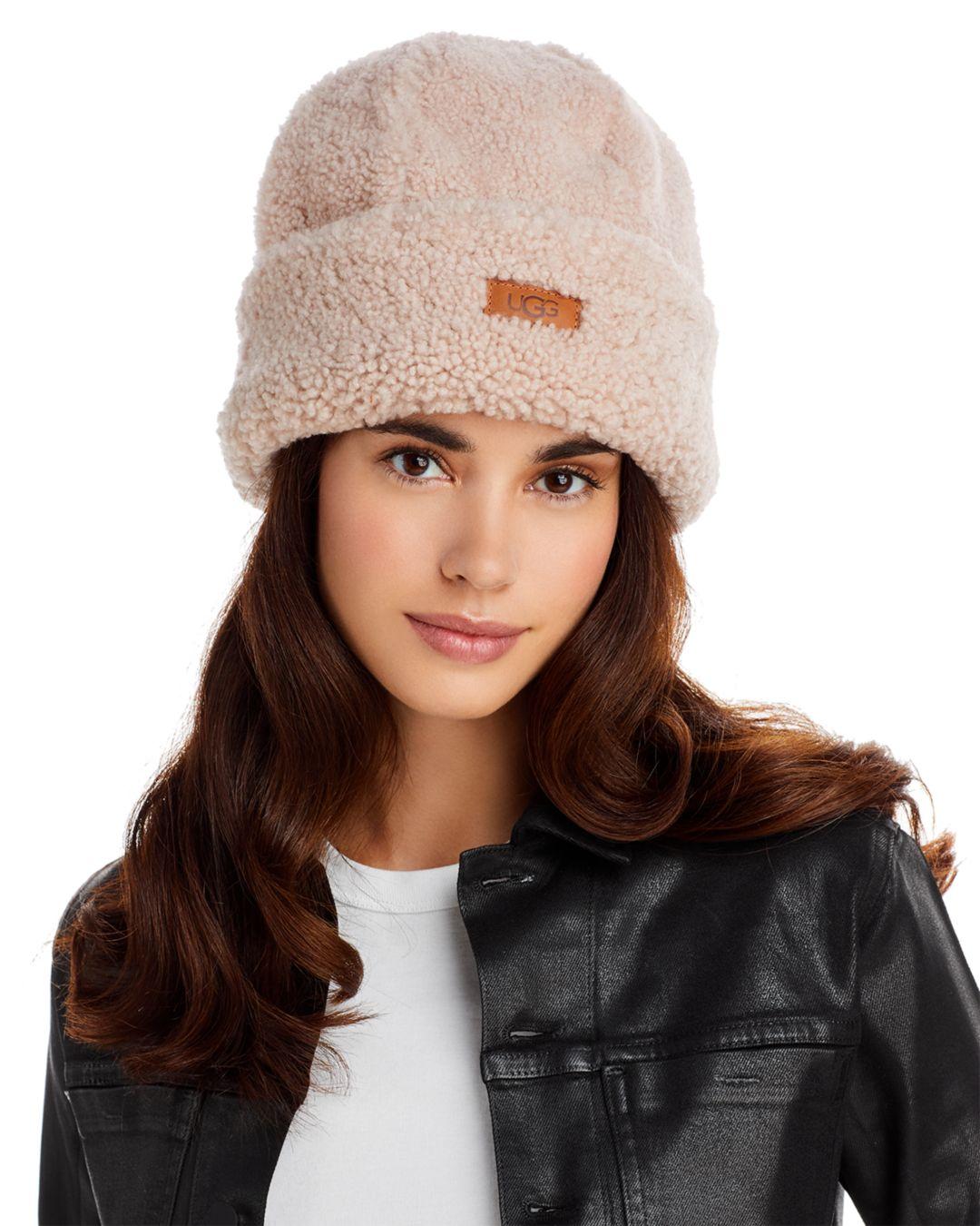 Ugg Curly Sheepskin Cuffed Hat In Black Lyst