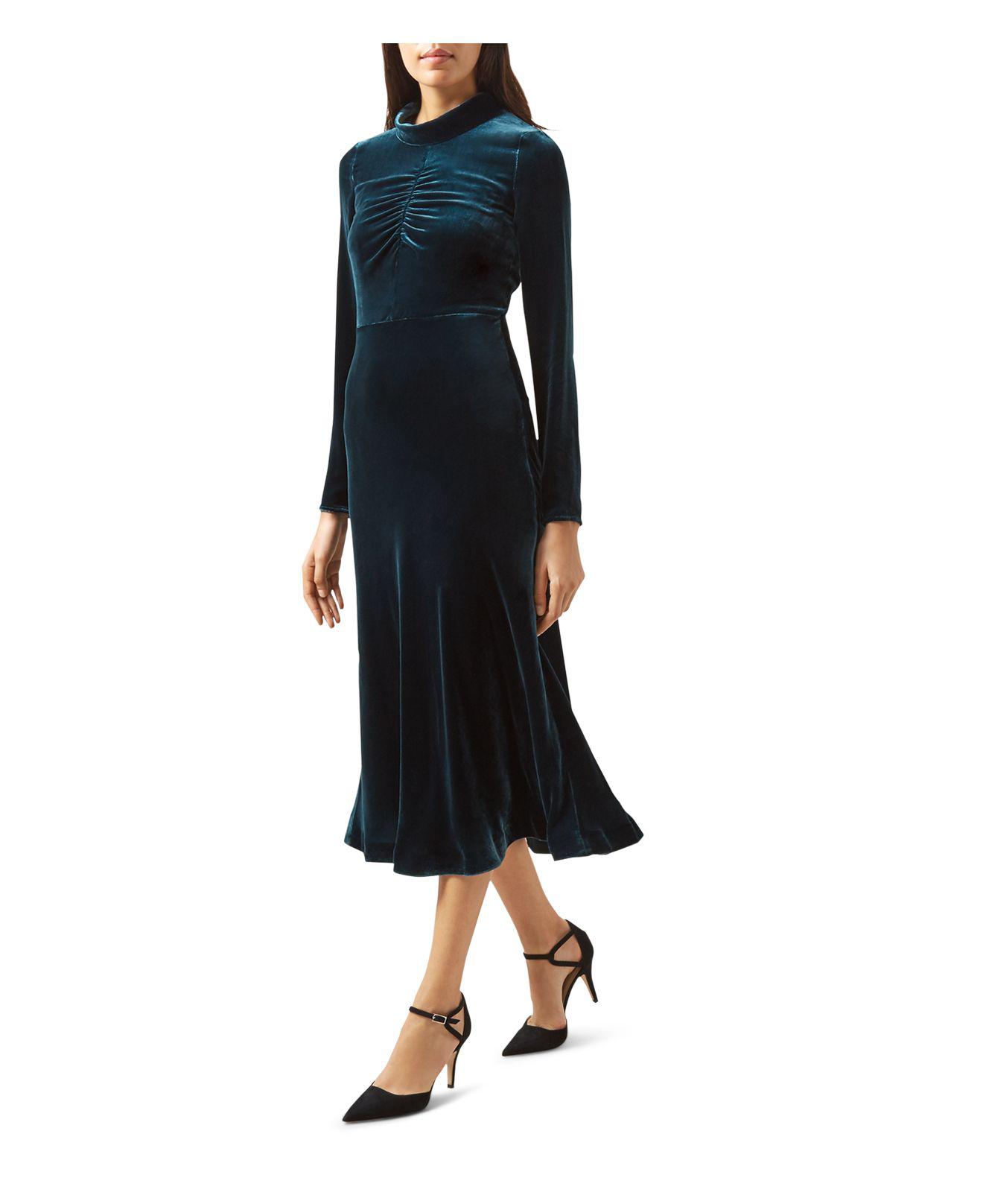 hobbs green velvet dress