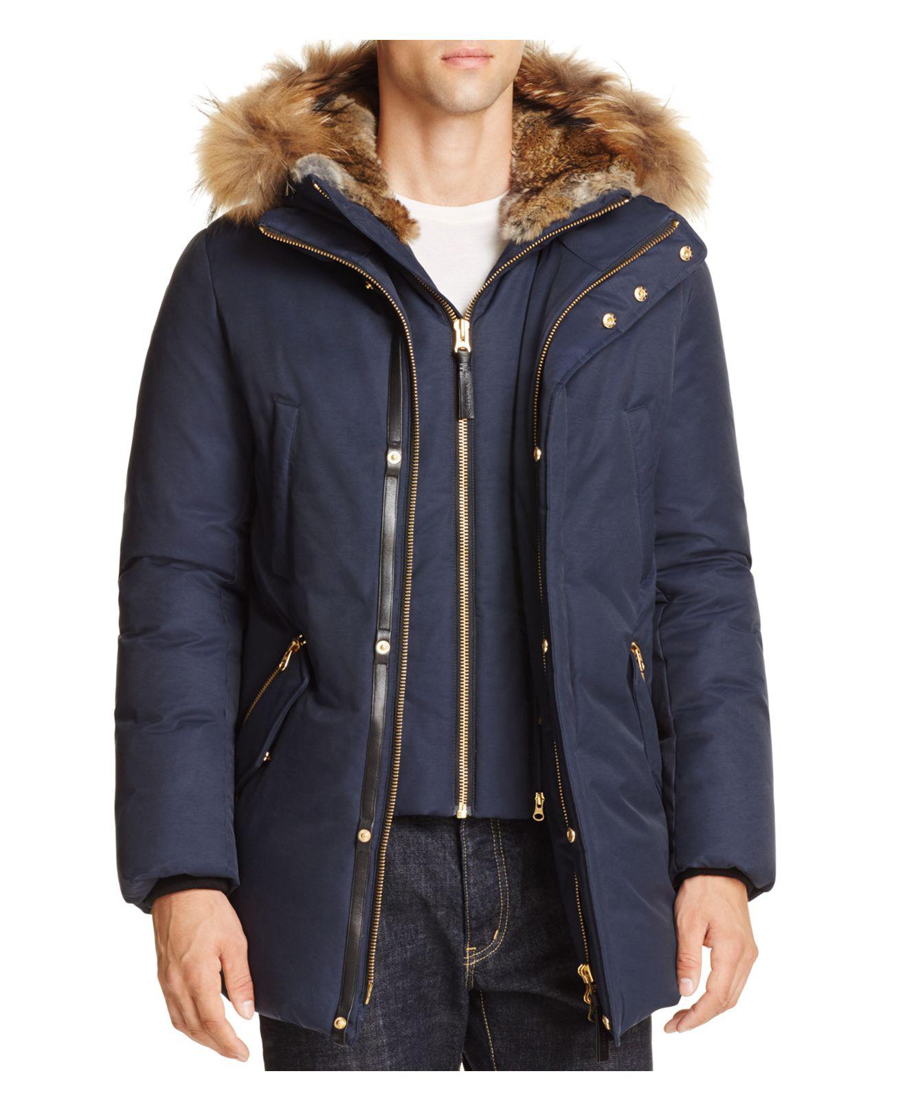 Lyst Mackage Edward Fur Trim Hooded Jacket in Blue for Men