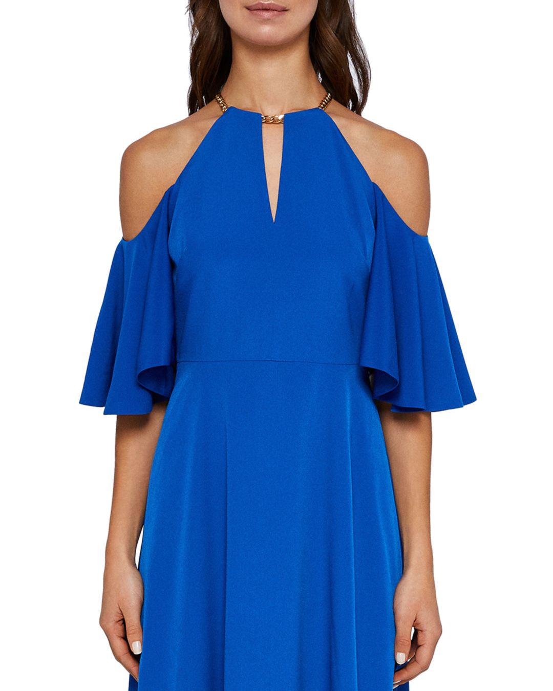 ted baker blue cold shoulder dress