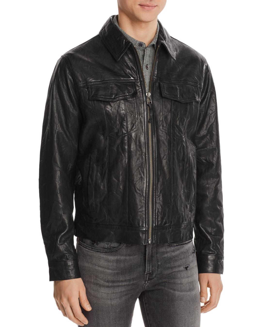 FRAME Leather Trucker Jacket in Black for Men - Lyst