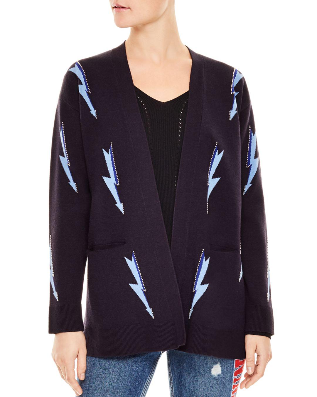 Lyst Sandro Juste Lightning Bolt Cardigan in Blue