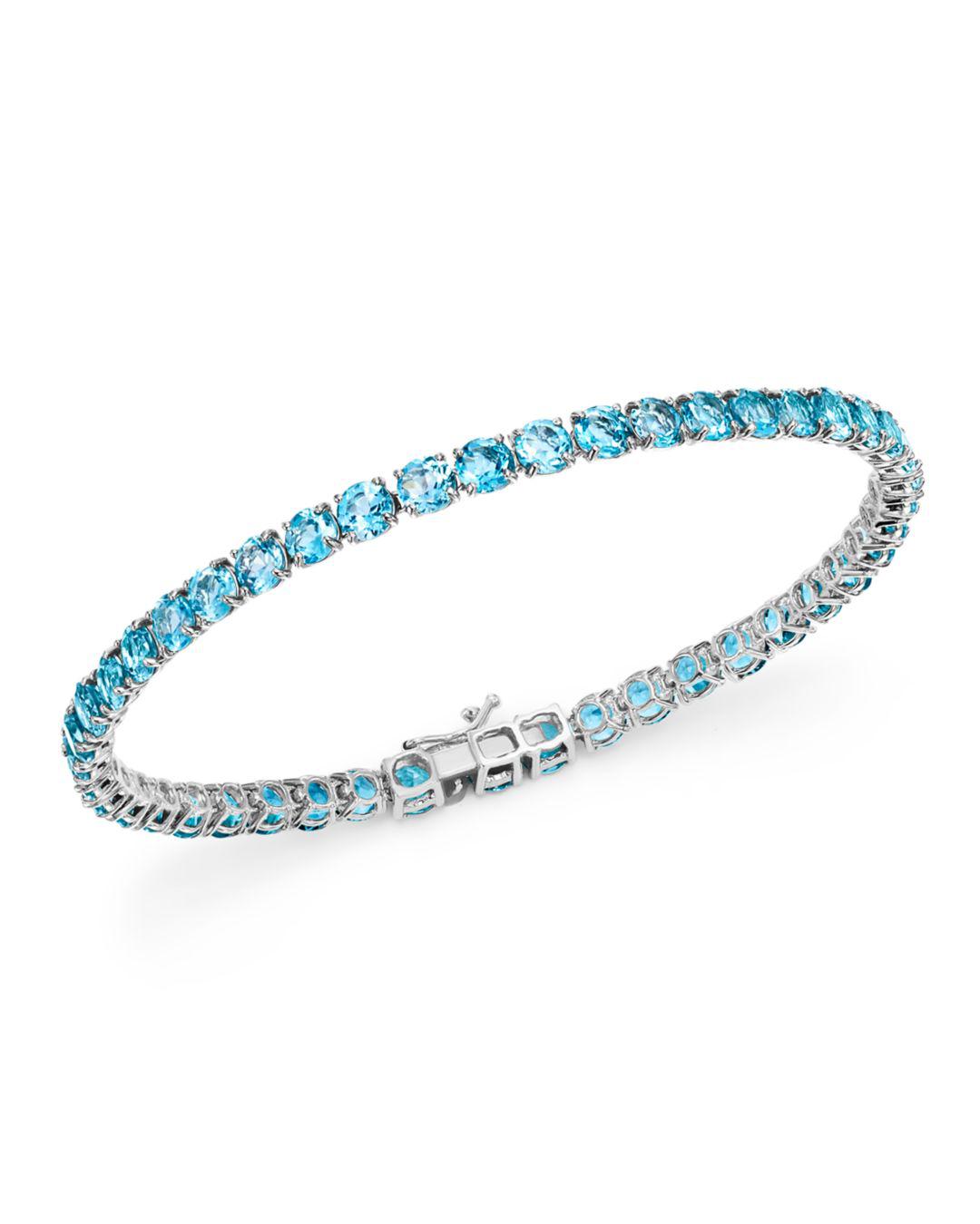 Bloomingdale's Blue Topaz Tennis Bracelet In 14k White Gold - Lyst