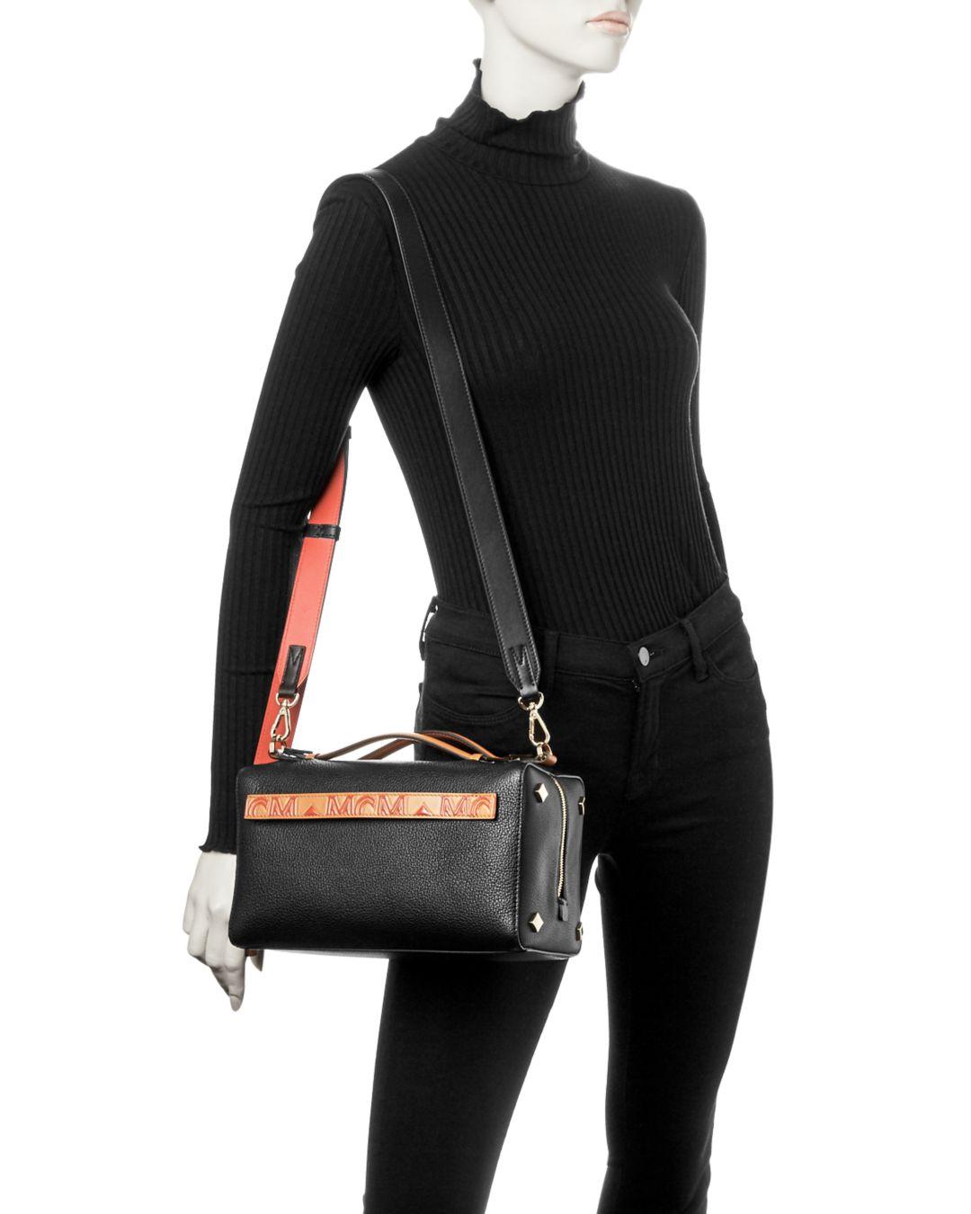 mcm small milano leather shoulder bolsa