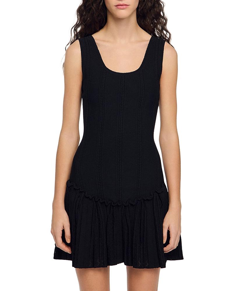 sandro short knit dress with ruffles Sandro Short Knit Dress with Ruffles