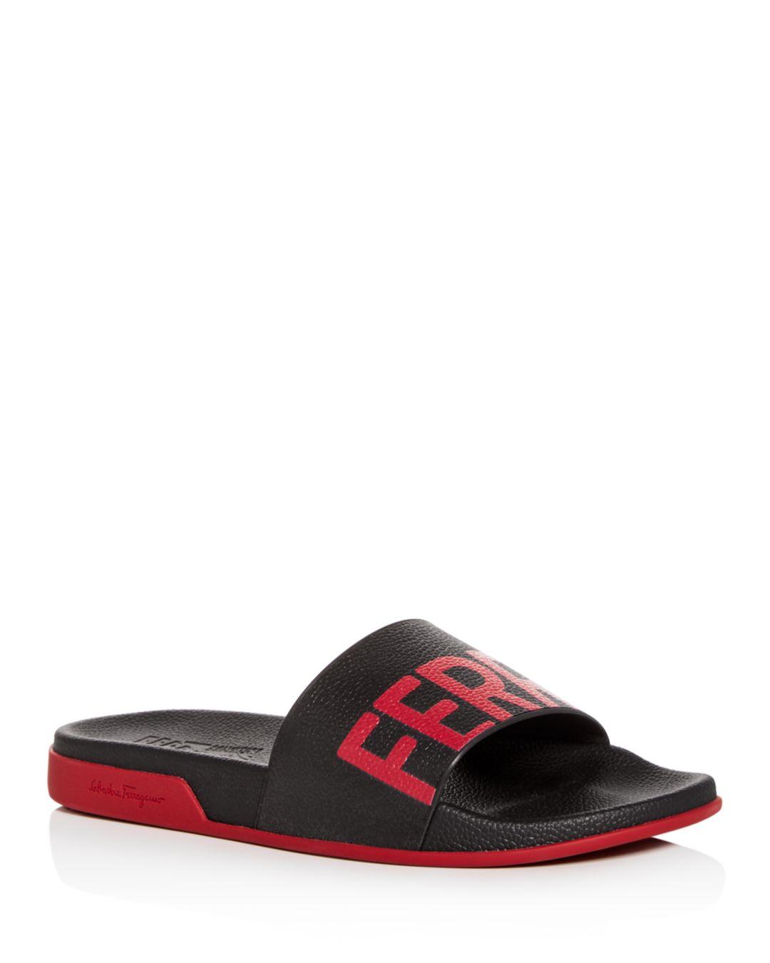 ferragamo slides black and red