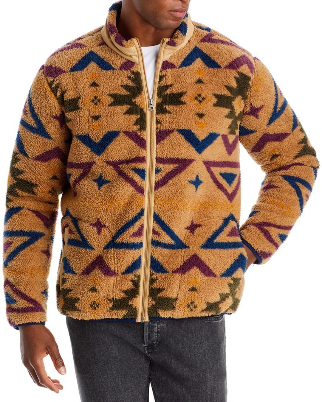 Faherty Aztec Fleece Zip Front Jacket in Orange for Men | Lyst