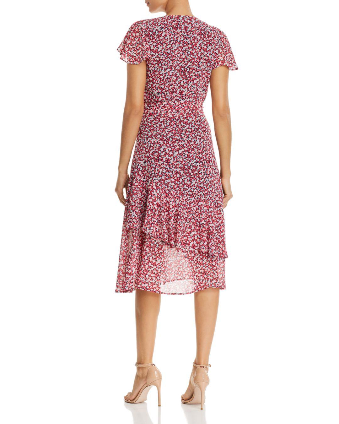 floral georgette ruffled wrap dress
