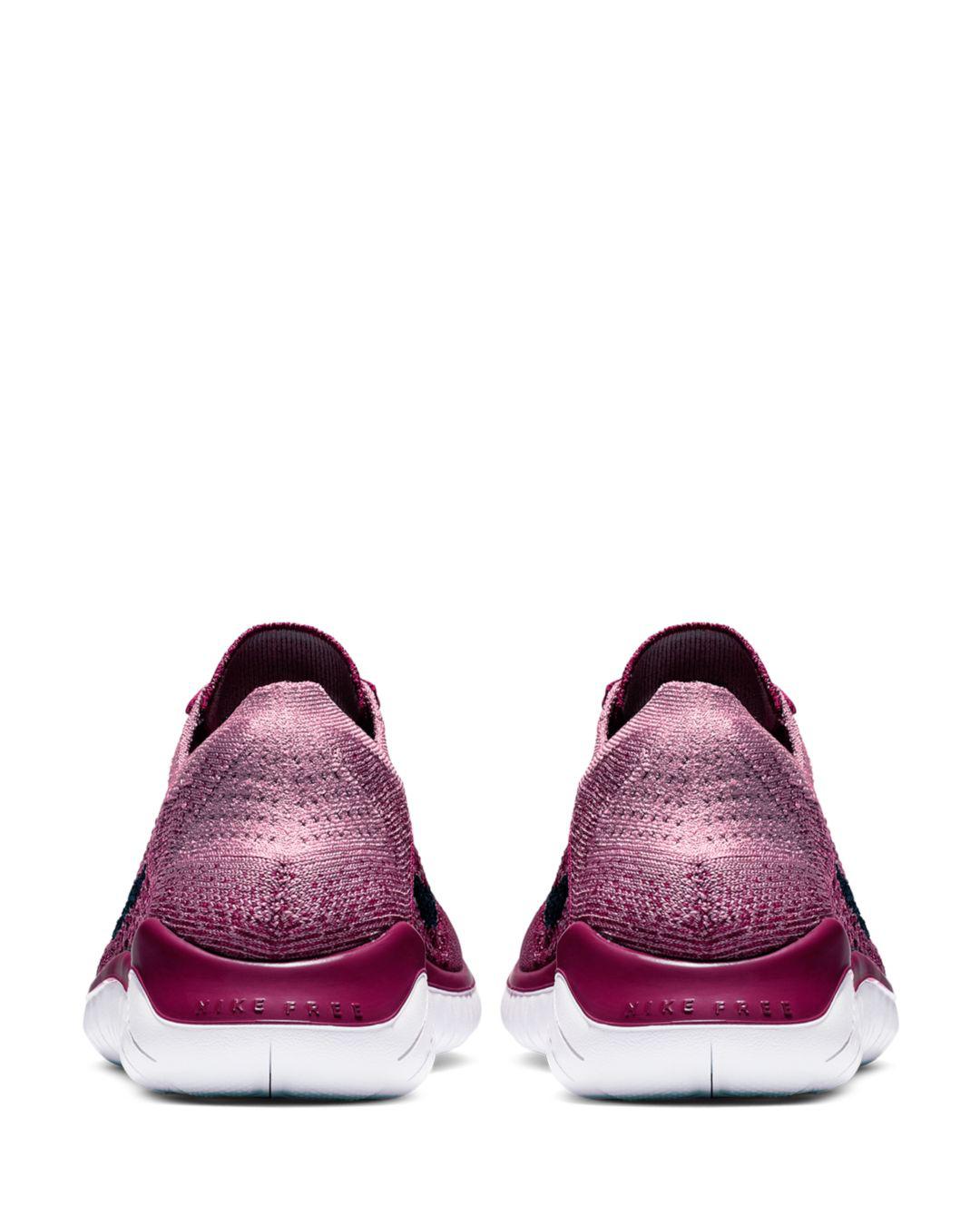 Nike Women S Free Rn Flyknit 2018 Lace Up Sneakers In Raspberry Black Lyst
