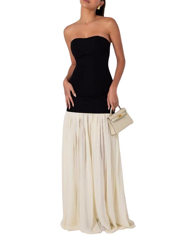 white christmas dresses Ophelia Strapless Embellished Satin Maxi Dress