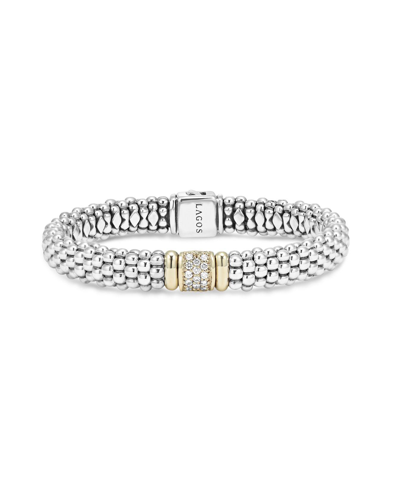 Lyst - Lagos 18k Yellow Gold And Sterling Silver Caviar Rope Bracelet ...