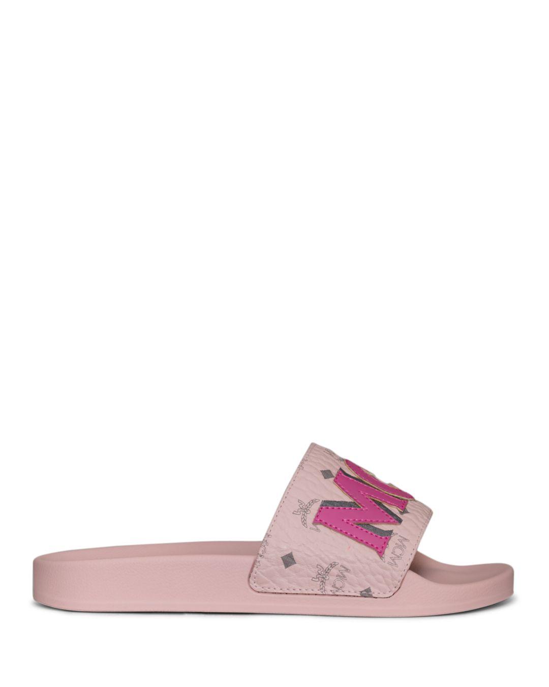 hot pink mcm slides