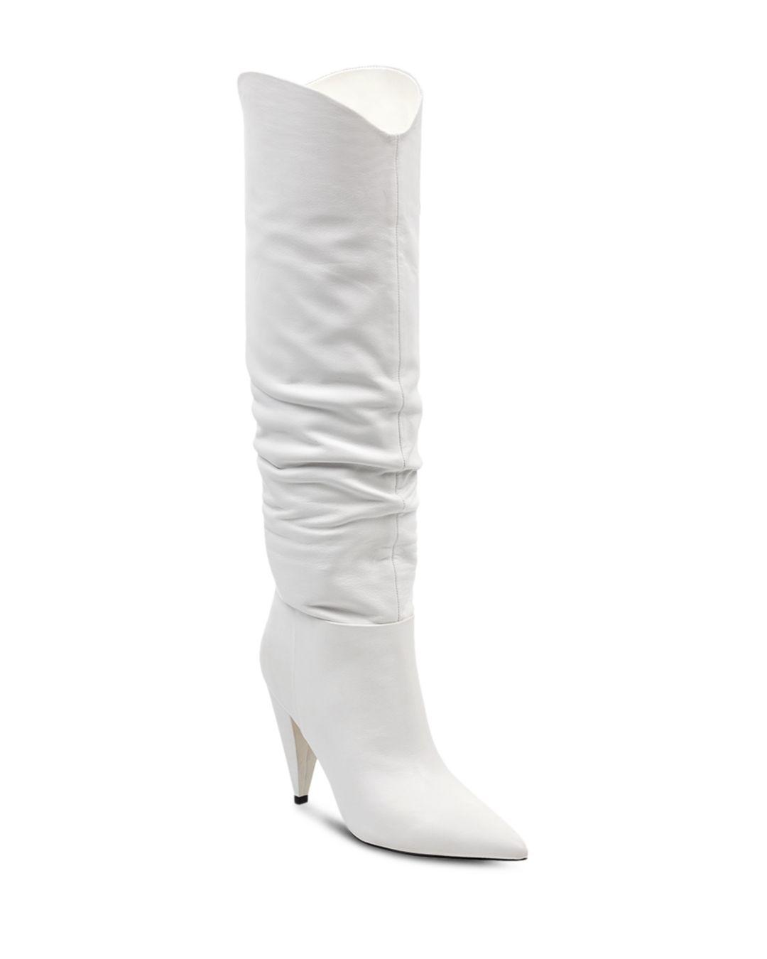 Marc Fisher Women's Hanny Leather Slouchy Tall Boots in White - Lyst