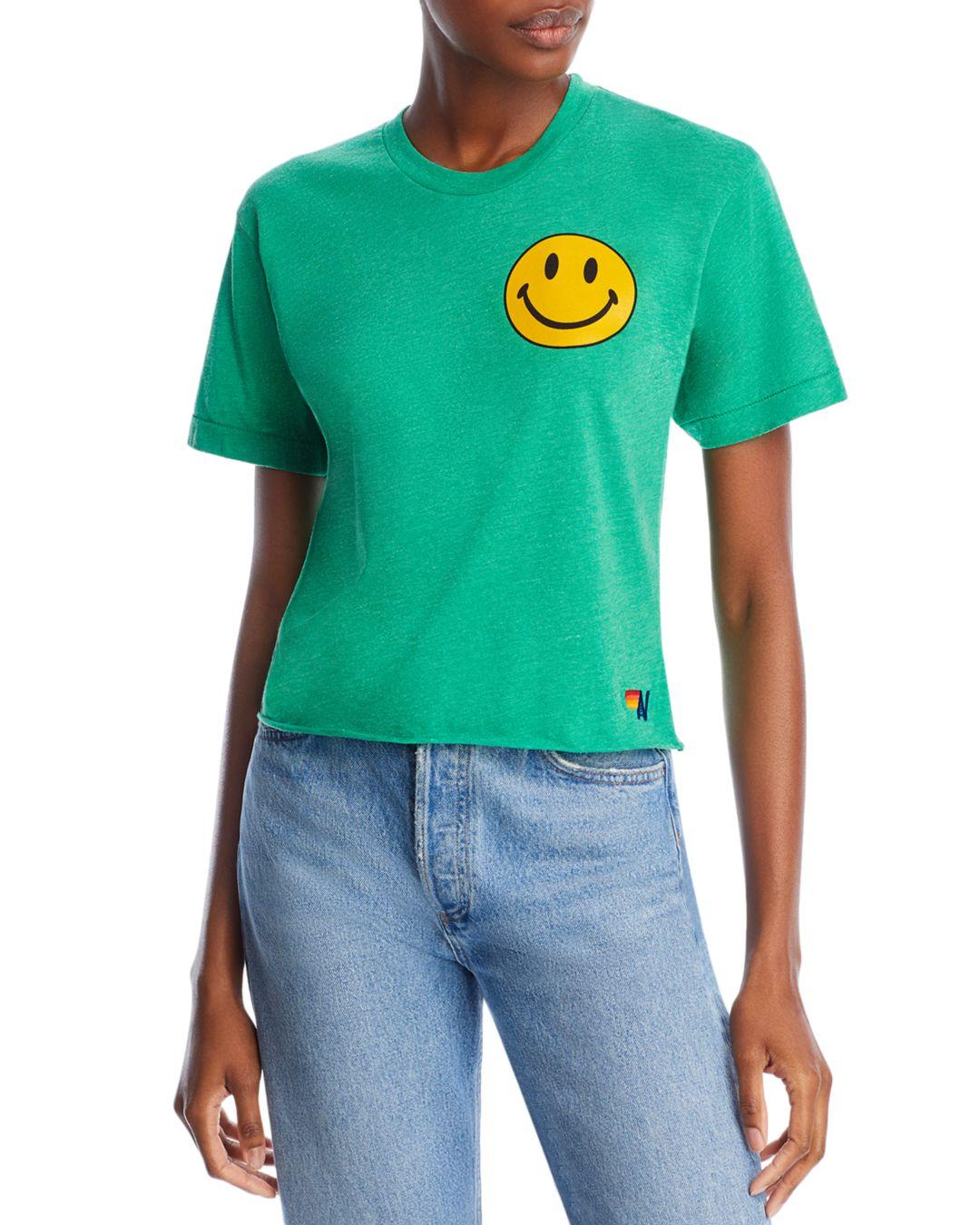 Aviator Nation Smiley Boyfriend Tee in Green Lyst