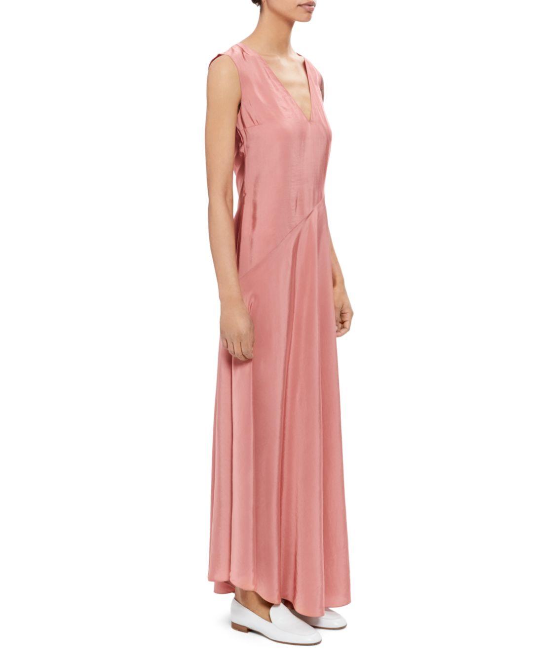 theory draped silk maxi dress
