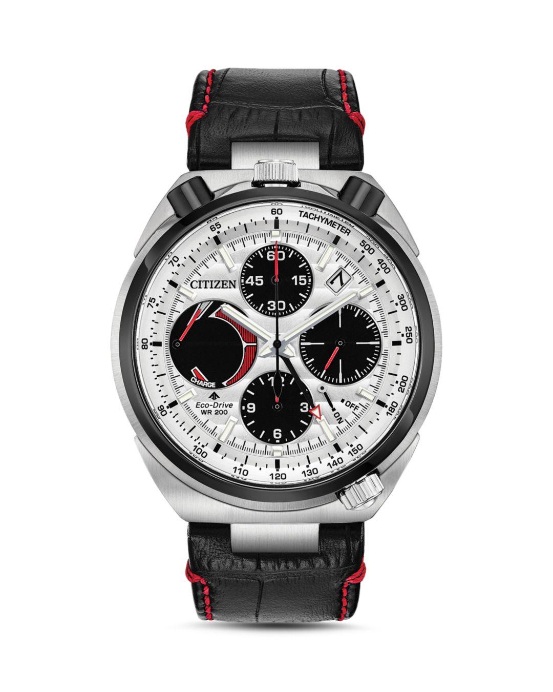 Citizen Chronograph Promaster Tsuno Racer Black Leather Strap Watch 45mm for Men - Save 27% - Lyst