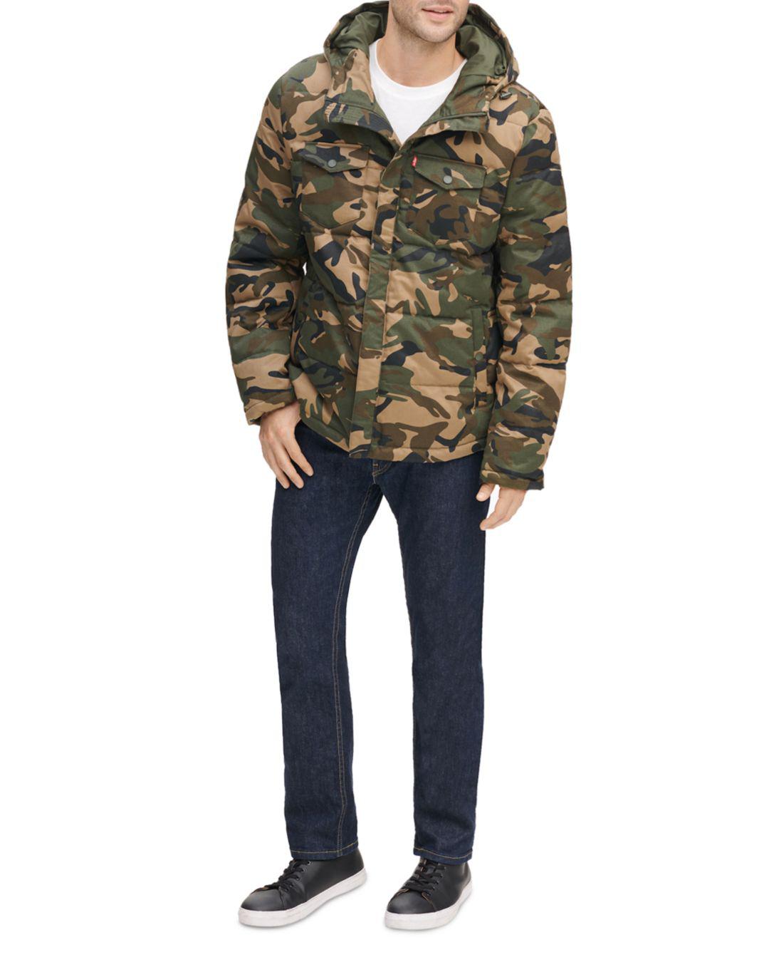 Levi's Quilted Camouflage-print Hooded 