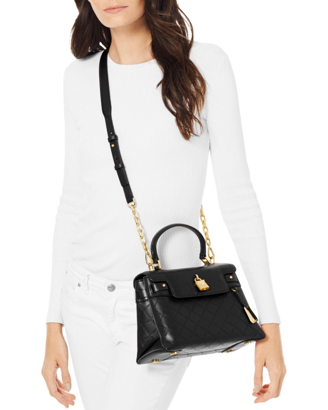 gramercy chain embossed leather top handle satchel
