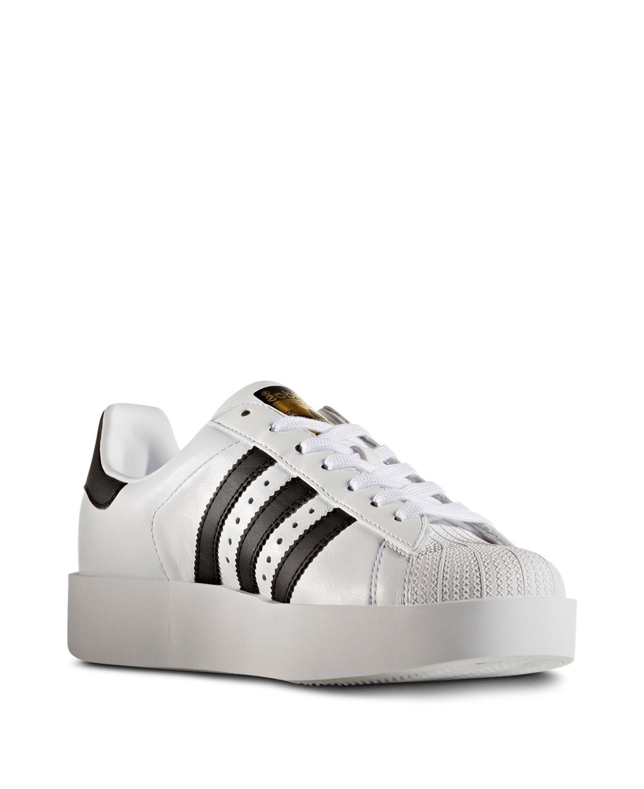 adidas Women's Superstar Bold Platform Lace Up Sneakers in White/Black ( White) | Lyst