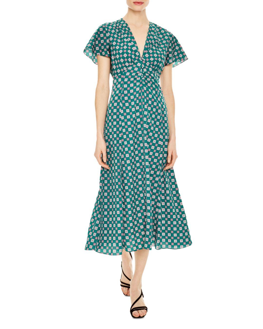 sandro printed flowing midi dress
