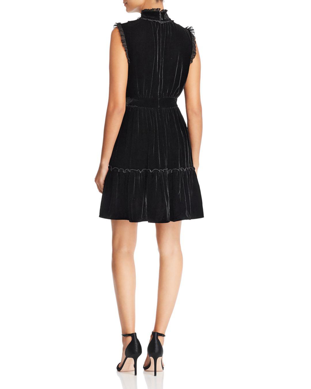 Kate Spade Velvet Lace-trim Dress in Black - Lyst