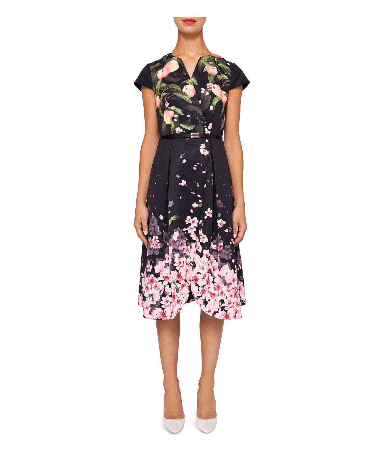 wholesale dealer huge selection of good texture Ted Baker Fredica Peach Blossom Faux-wrap Dress in Black - Lyst wholesale dealer huge selection of good texture Ted Baker Fredica Peach Blossom Faux-wrap Dress in Black - Lyst