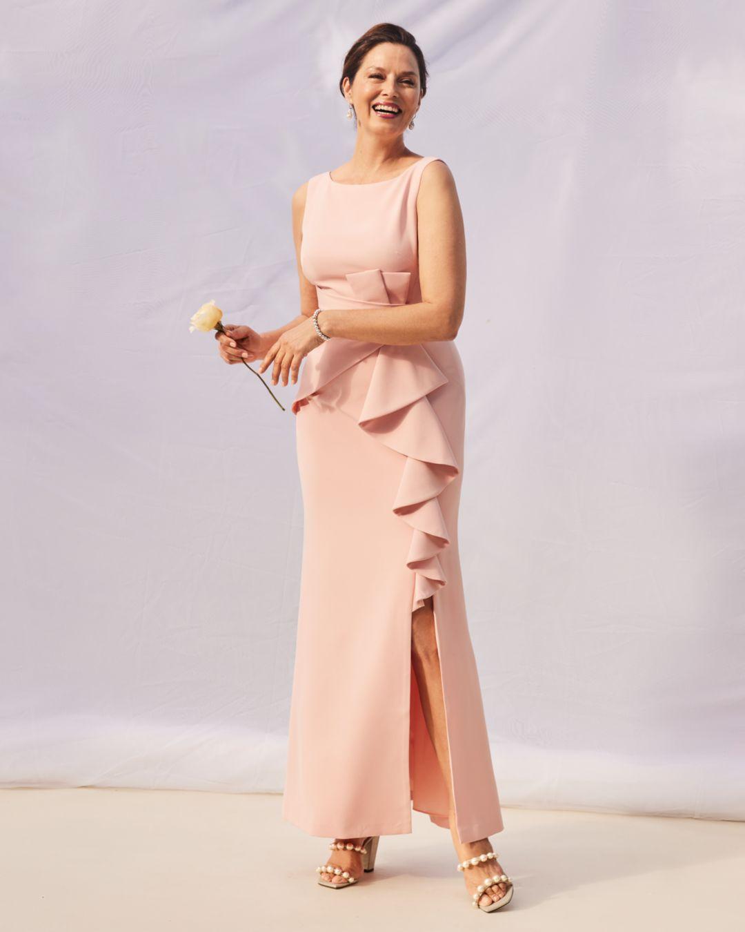 eliza j ruffle front gown petite