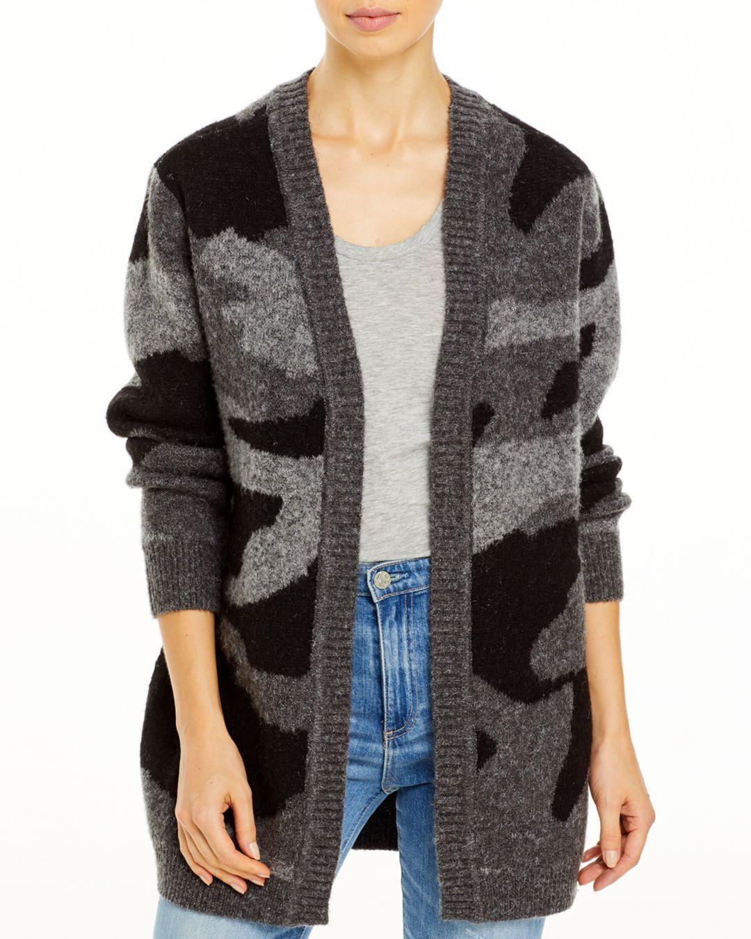 Camo Open Front Cardigan Sweater 