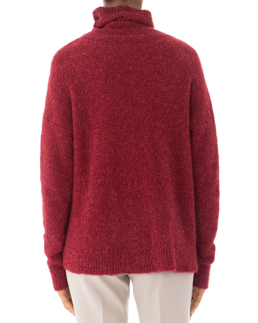 Peserico Silk Alpaca & Mohair - Blend Sherpa Turtleneck Sweater in Red