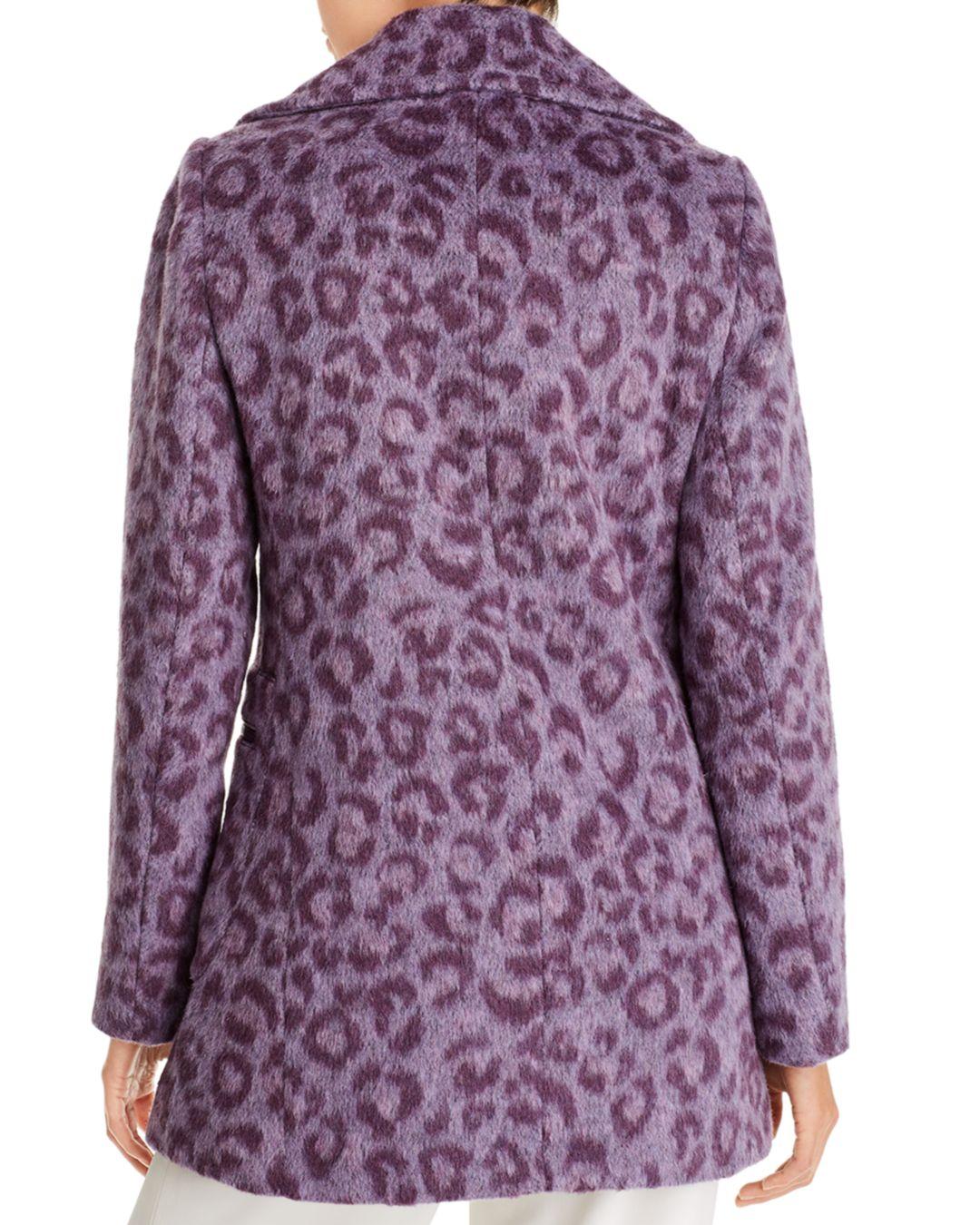 Kate Spade Brushed Leopard Coat in Purple | Lyst