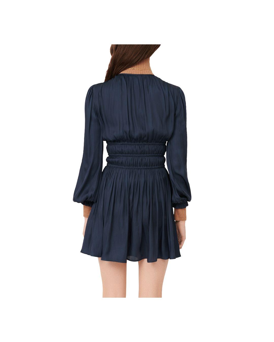 navy satin mini dress